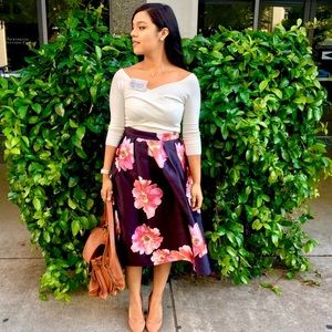 Jessica Wright Midi Satin Floral Skirt